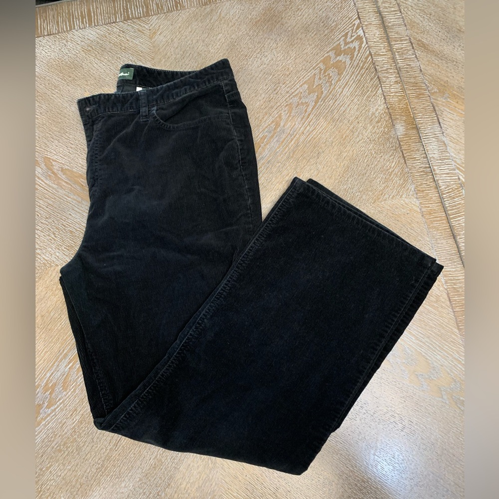 Eddie Bauer Black Corduroy Pants Sz 16  Straight Leg Waist 38” Inseam 29”